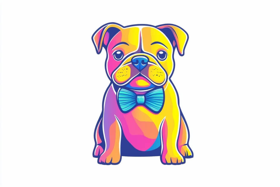 Download Colorful Pug Illustration with Bow Tie Backgrounds Online ...