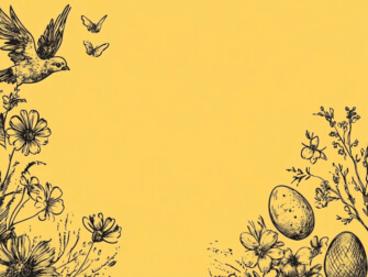 Spring-themed Vintage Illustration with Flowers and Eggs thumbnail