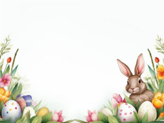 Easter Scene with Rabbit and Colorful Eggs thumbnail