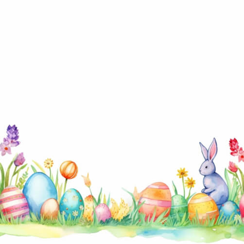 Easter Decorations with Colorful Eggs and a Rabbit thumbnail