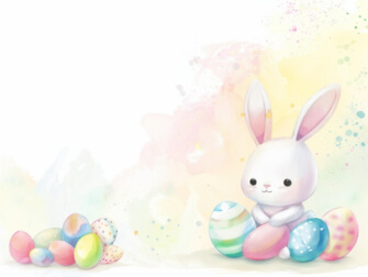 Cute Bunny with Colorful Easter Eggs thumbnail