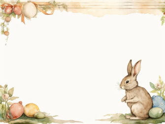 Easter Bunny with Colorful Eggs and Floral Decorations thumbnail