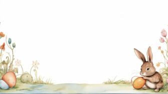 Easter Bunny with Colorful Eggs in Spring thumbnail
