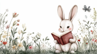 Rabbit Reading in a Flower Garden thumbnail
