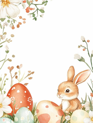 Easter Bunny with Decorated Eggs thumbnail