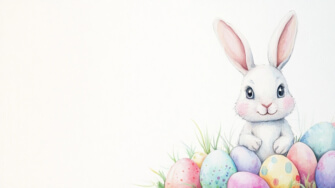 Cute Easter Bunny with Colorful Eggs thumbnail