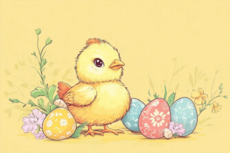 Cute Chick with Easter Eggs thumbnail