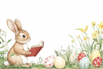 Rabbit Reading a Book with Easter Eggs thumbnail