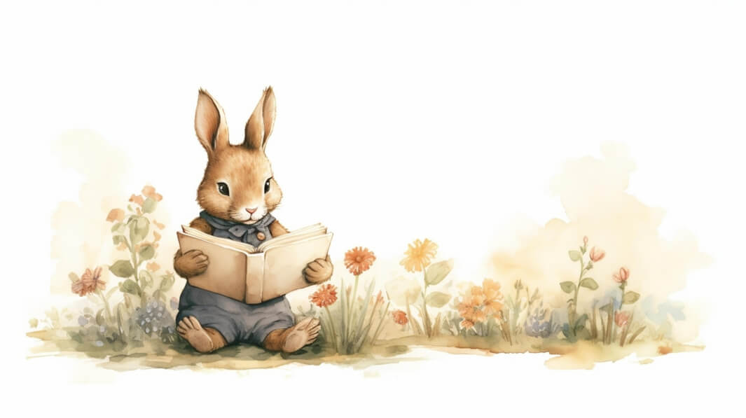 Download Reading Rabbit in a Flower Meadow Backgrounds Online ...