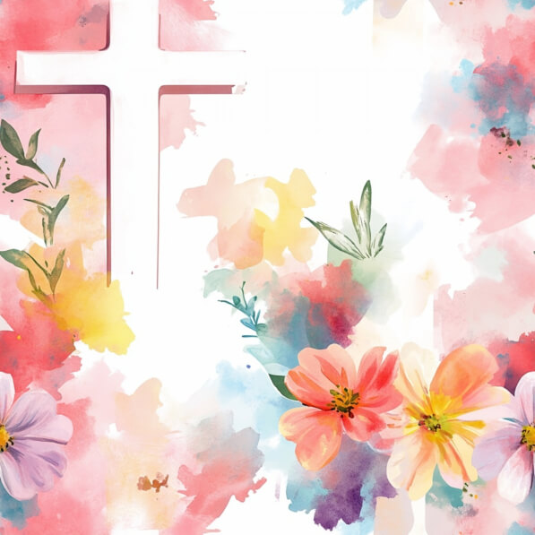 Baixe Cruz Colorida Cercada por Flores Padrões - Creative Fabrica