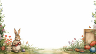 Whimsical Rabbit Illustration in Spring Setting thumbnail