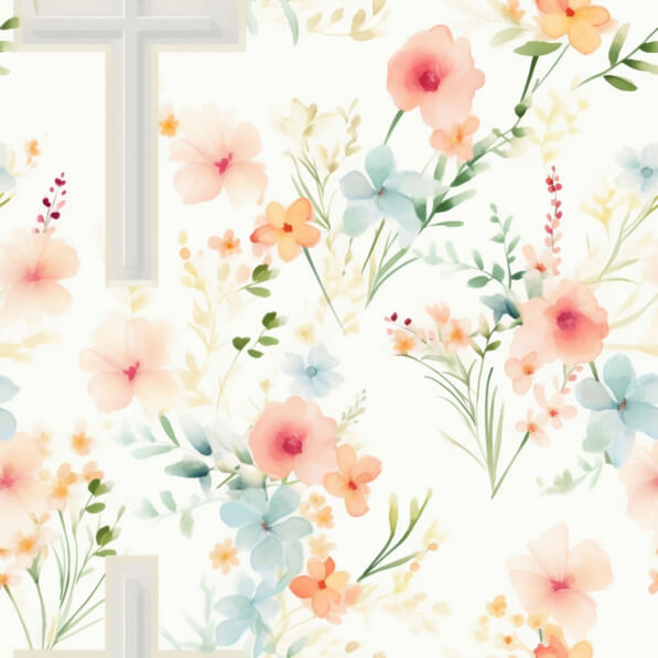Download Floral Design with Cross Patterns Online - Creative Fabrica
