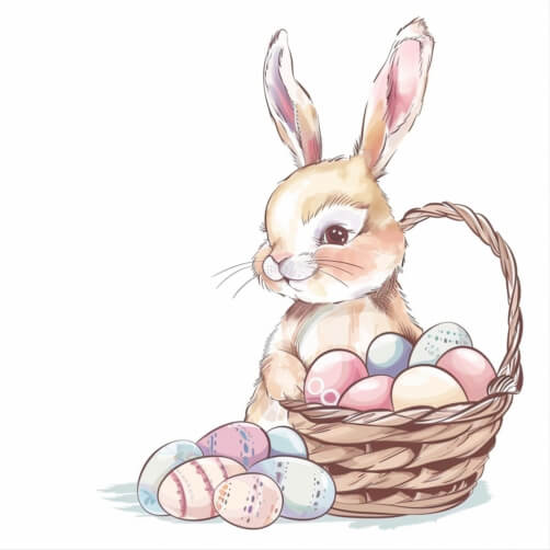Cute Rabbit with Easter Eggs thumbnail