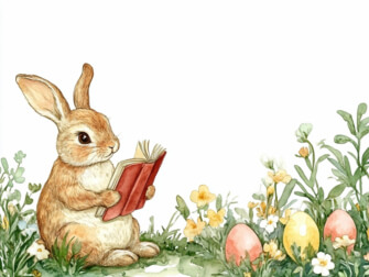 Rabbit Reading in a Spring Setting thumbnail