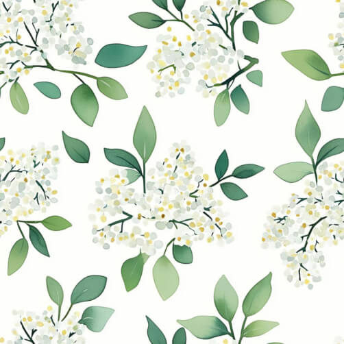 Delicate Floral Pattern with White Flowers and Green Leaves Patterns Delicate Floral Pattern with White Flowers and Green Leaves Patterns thumbnail