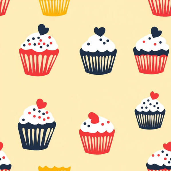 Scarica Pattern di cupcake colorati su sfondo giallo Patterns Online ...