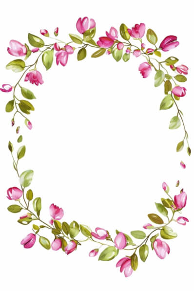 Download Floral Frame with Pink Flowers and Green Leaves Backgrounds ...