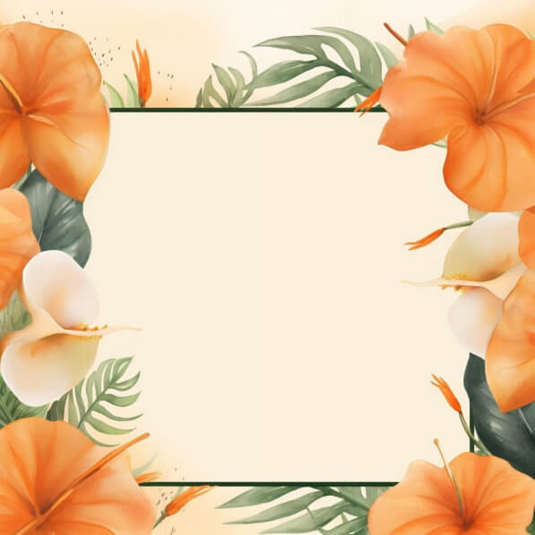 Download Floral Border with Orange Flowers and Green Leaves Backgrounds ...
