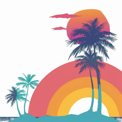 Tropical Sunset with Palm Trees and Rainbow Tropical Sunset with Palm Trees and Rainbow thumbnail
