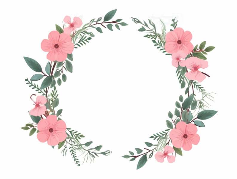 Download Floral Wreath with Pink Flowers and Green Leaves Backgrounds ...