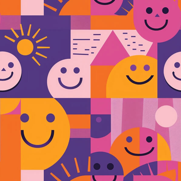 Download Colorful Abstract Design with Smiling Faces Patterns Online ...