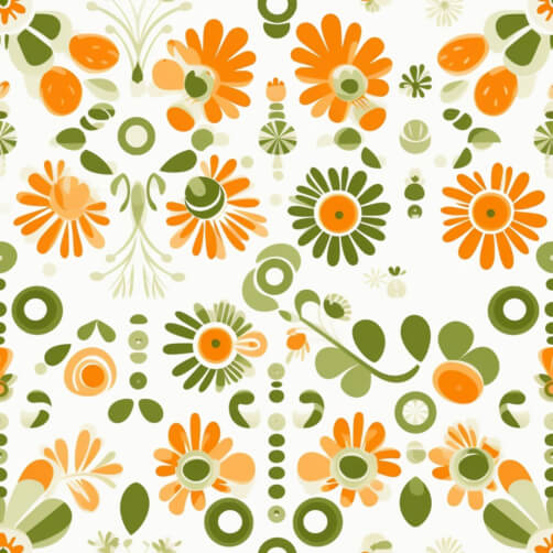 Vibrant Floral Pattern in Orange and Green Vibrant Floral Pattern in Orange and Green thumbnail