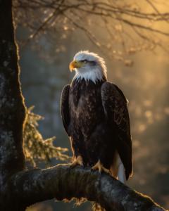 Beautiful Picture of a Bald Eagle Perched on a Tree Branch Sketches thumbnail