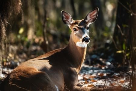 Linda imagem de um veado-de-cauda-branca em um clareira na floresta thumbnail