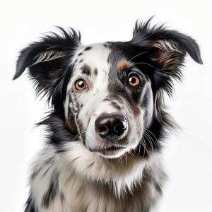 Cute Picture of a Happy Black and White Dog with Brown Spots