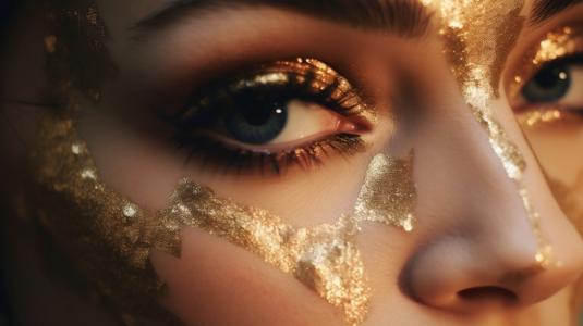 gold leaf glitter face paint makeup