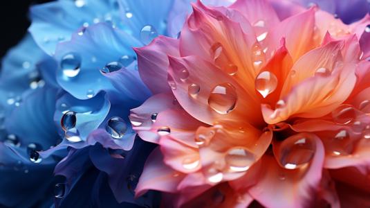 Stunning Close-up Image of a Colorful Flower with Water Droplets