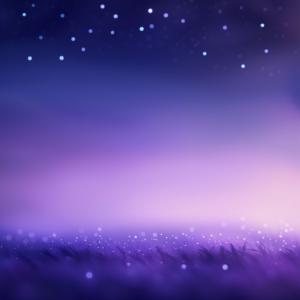 Imagem impressionante de um céu noturno roxo e azul com estrelas e campo de grama thumbnail