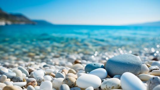 Image époustouflante d'une plage de galets avec une eau bleue claire