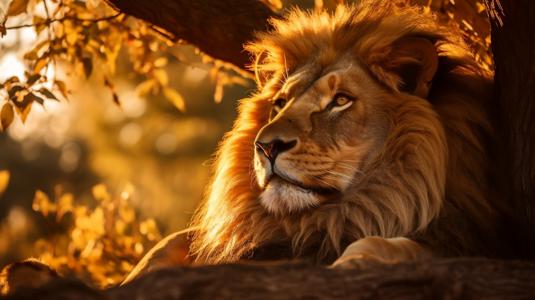 Beautiful Picture of a Lion Resting in a Tree Patterns thumbnail