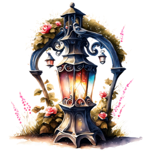 Scarica Lanterna fantastica con disegni ornati e viti di fiori PNG Online - Creative  Fabrica