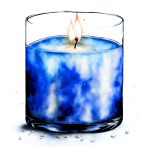 Download Blue Candle with Melting Wax and Flame PNG Online