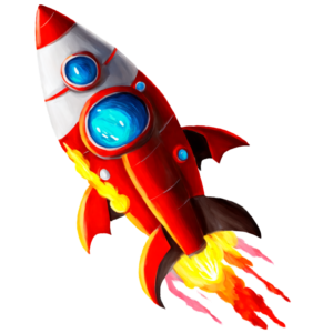 Download Red Rocket Ship in Space PNG Online - Creative Fabrica