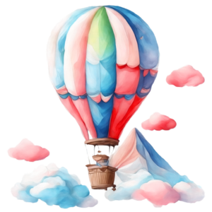 Download Colorful Hot Air Balloon Flying in the Sky with Clouds PNG ...