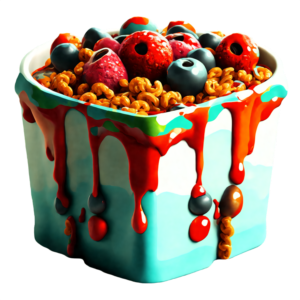 Scarica Deliziosa ciotola di cereali con frutta fresca e sciroppo di  cioccolato PNG Online - Creative Fabrica