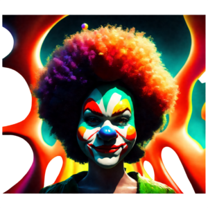 Scarica Clown colorato: Donna con acconciatura afro e trucco da clown PNG  Online - Creative Fabrica