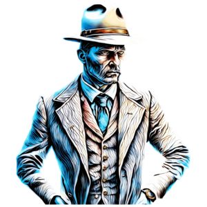 Download Stylish man in suit and hat PNG Online - Creative Fabrica