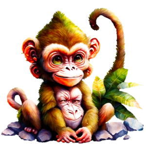 Baixe Adorável Macaco de Desenho Animado com Coroa de Flores PNG - Creative  Fabrica