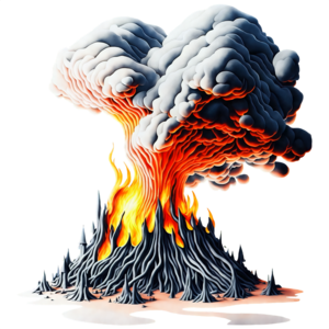 Um desenho realista de um dragão de fogo em um vulcão · Creative Fabrica