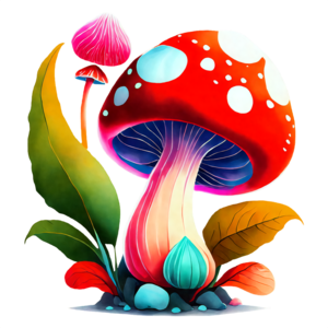 Autocollant représentant un magnifique champignon aux teintes et aux  reflets multicolores · Creative Fabrica