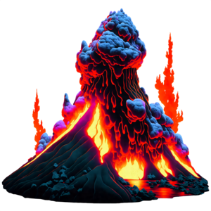 Um desenho realista de um dragão de fogo em um vulcão · Creative Fabrica