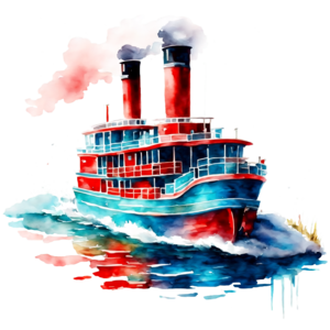 Download Red, White, and Blue Steamboat on Choppy Waters PNG Online - Creative  Fabrica