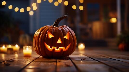 Poupée d'Halloween sur des oranges avec des citrouilles photo stock