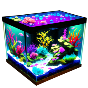 Download Colorful Fish Tank with Vibrant Coral PNG Online - Creative Fabrica