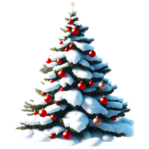 Baixe Decoração de Árvore de Natal coberta de neve PNG - Creative Fabrica