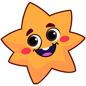 Baixe Estrela de desenho animado sorridente com olhos azuis PNG